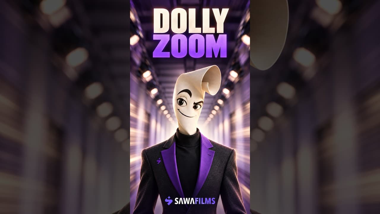 Dolly zoom explained: The Director, Sawa Films' animated host, in a stretching corridor