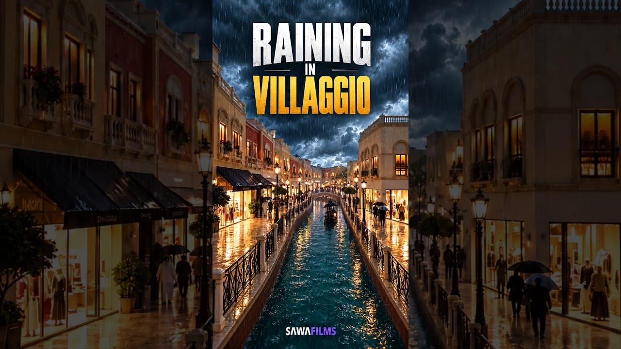 CGI VFX video: storm clouds and rain over the canal inside Villaggio Mall, Doha, by Sawa Films